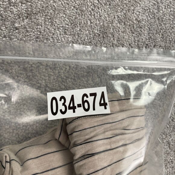 Prana Ruched Bodycon Midi Dress Womens Medium Beige Stripe V-Neck Stretch Casual - Picture 13 of 13